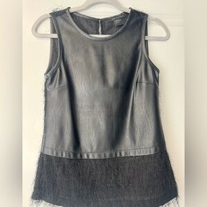 Armani Exchange Black Faux Leather Sleeveless Top  XS